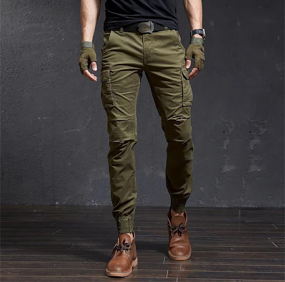 Men Slim Hiking Casual Tactical Cargo Pants Streetwear Harajuku Joggers Camo Camping Trousers