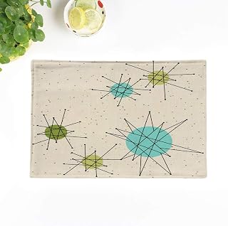 Set of 4 Placemats Mid Iconic Atomic Starbursts Century Modern Sputnik Palm Springs 18x12.5 Inch Parties Decor Non-Slip Washable Place Mats for Kitchen Dinner Table Mats