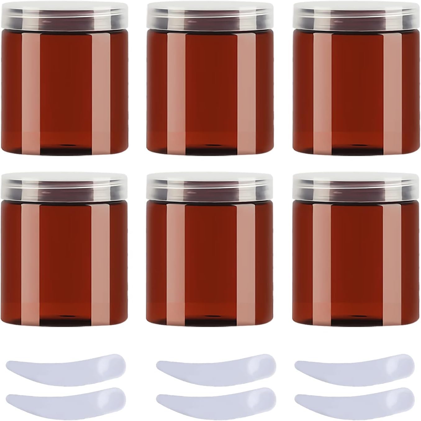 FLYIODFCXV cosmetic jar, Pack of 6,Plastic Cream Jars Cosmetic Pots with Clear Lids Containers for Toiletries(Brown,80ml)