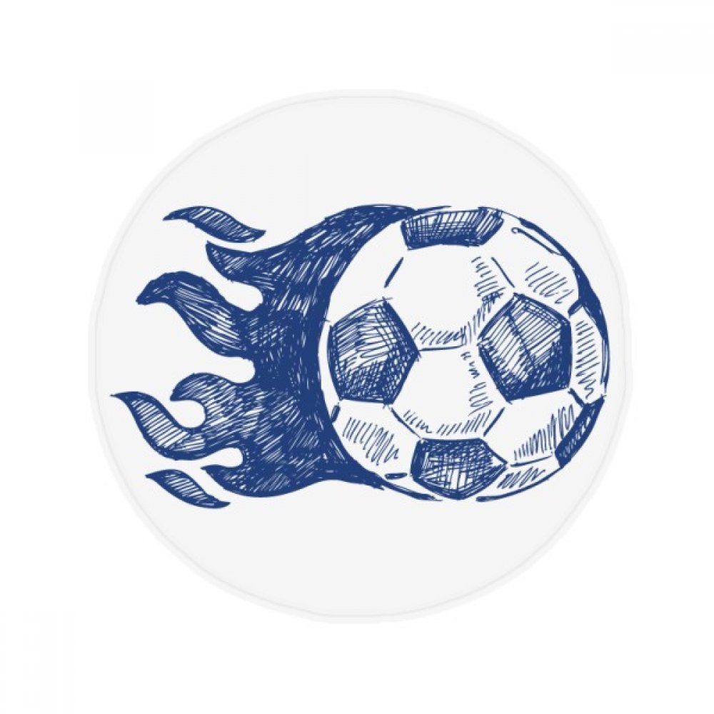 Tapis de sol football flamme bleu rond 50x50cm pour salon et entrée