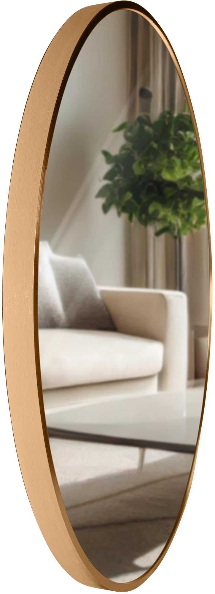 CLP Miroir Mural Elsie I Miroir Rond de différentes Tailles I Profondeur 3 cm, idéal pour Le Salon, la Chambre à Coucher ou la Salle de Bain | Couleur Gold Mat Taille L