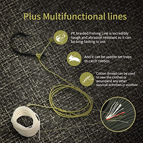 image for Survival Paracord Rope PSKOOK 100 Feet Fire Starter Parachute Cord 7-