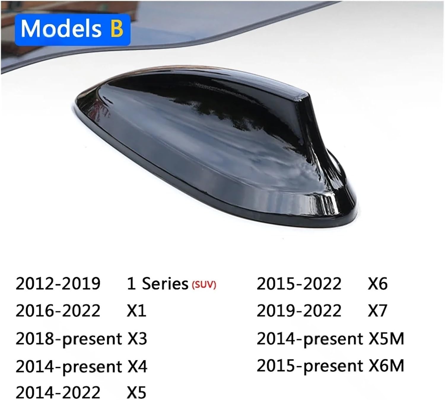 Compatible for BMW M2 M3 M4 G01 G07 G11 G12 G30 F15 F16 F22 F23 F30 F32 F33 F34 F35 1234567 Series Glossy Black Shark Fin Antenna Cover(Models B)