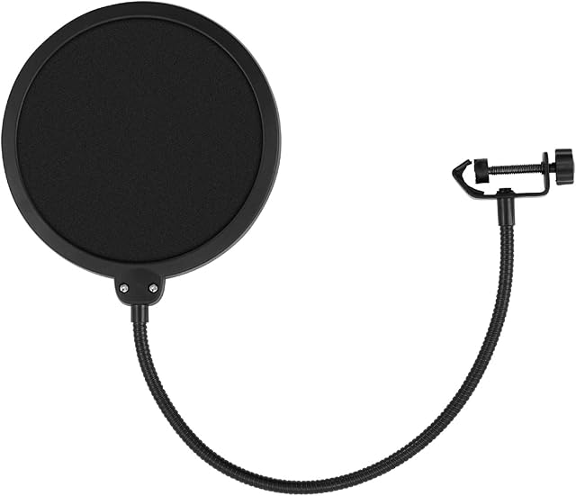 TIGER MSA21-BK Microphone Pop Filter - Double Layer Sound Shield - 360 Degree Flexible Gooseneck for Blue Yeti, AKG, Samson, Audio Technica and Focusrite Mics