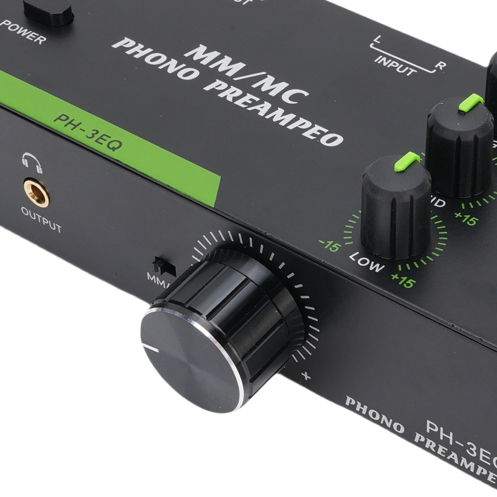 Phono Preamp, 3 Bande de Réglage du Préamplificateur Audio pour Les Cartouches MM MC Turtntable Phonograph Record Player, 5 Broches XLR Output (EU Plug)