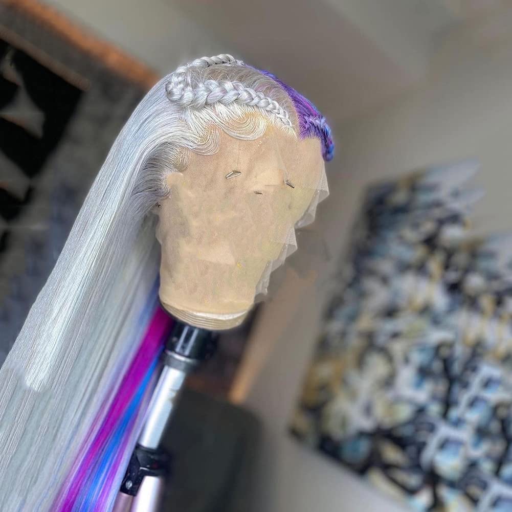 Brilliant Silver Violet Long&Layered,LaceFront Wig Stefani - Silver Purple Ombre Lace Front Wig main image 4