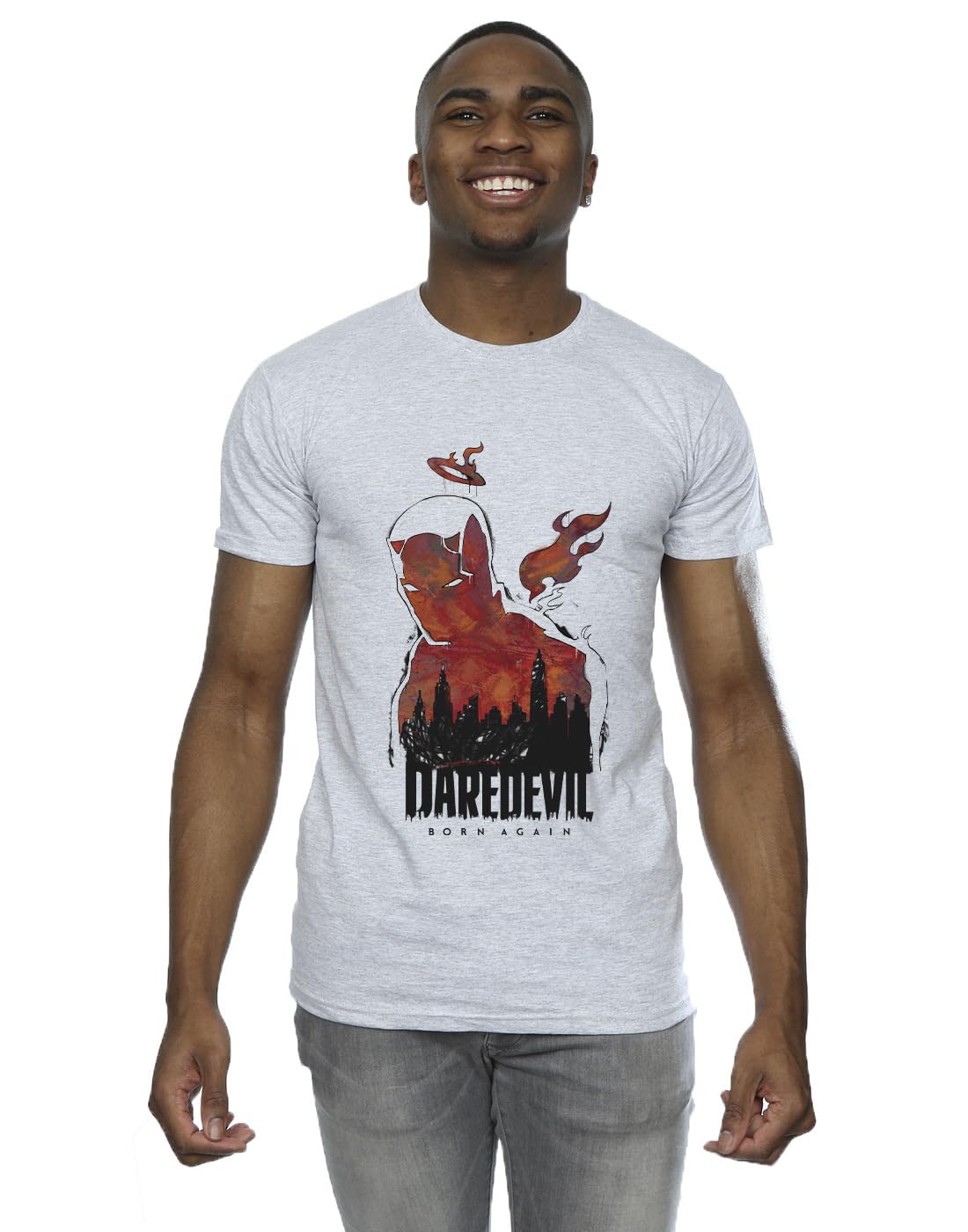 Absolute Cult Men's Sport Grey Marvel Daredevil Angel And Devil T-Shirt XXXXX-Large