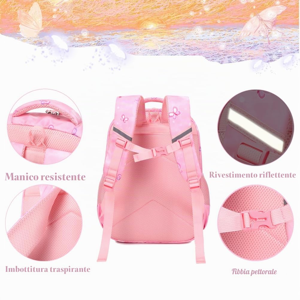 Kimwadalh Zaino Scuola per Ragazze Zaino Sirena Bambini Zaini Ragazza Leggero Zaino Scuola Elementare Zainetti per Bambini Borsa da Viaggio Girls School Bag Daypack
