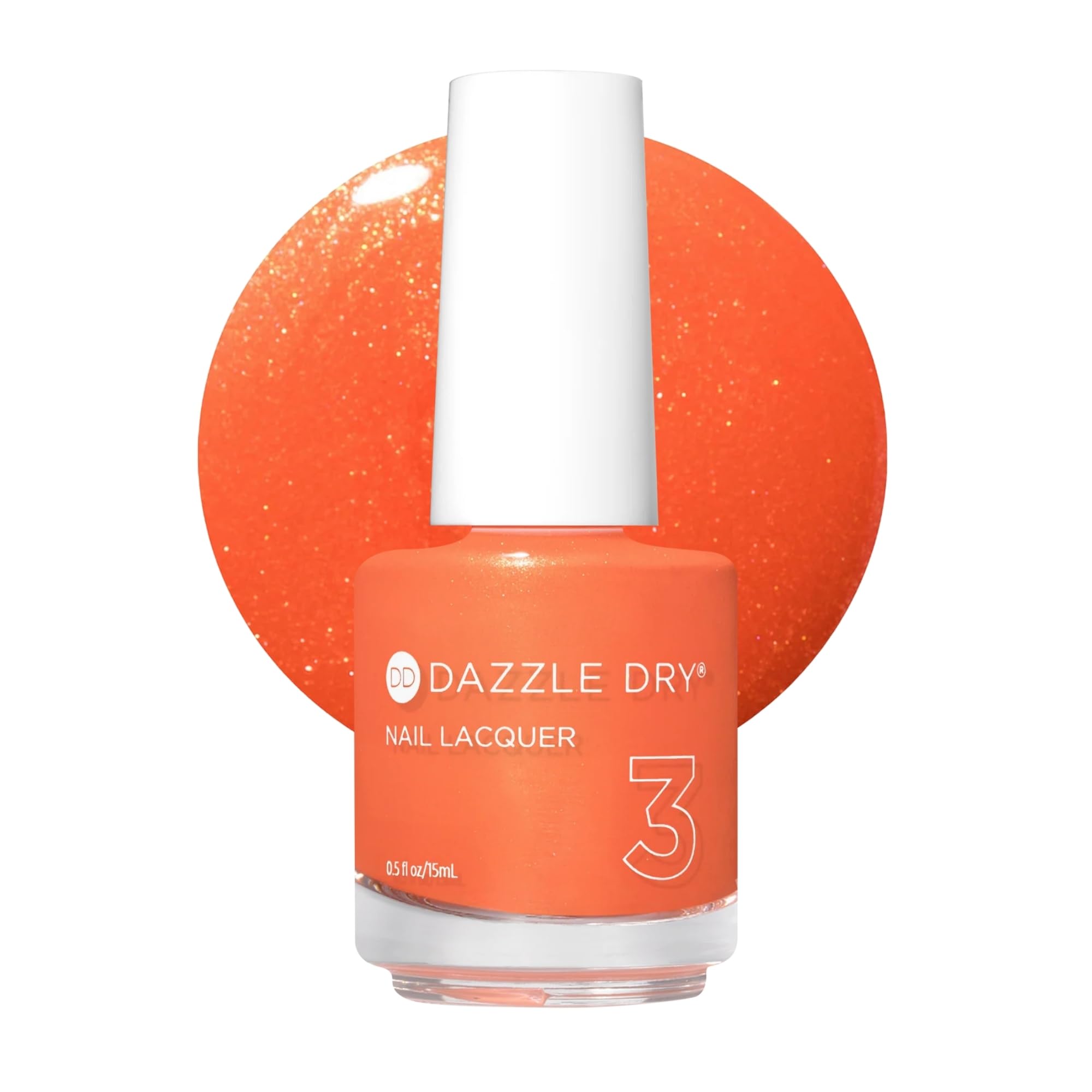 Dazzle Dry Nail Lacquer (Step 3) - Poppy Poison - A bright orange with gold shimmer. Full coverage shimmer. (0.5 fl oz)