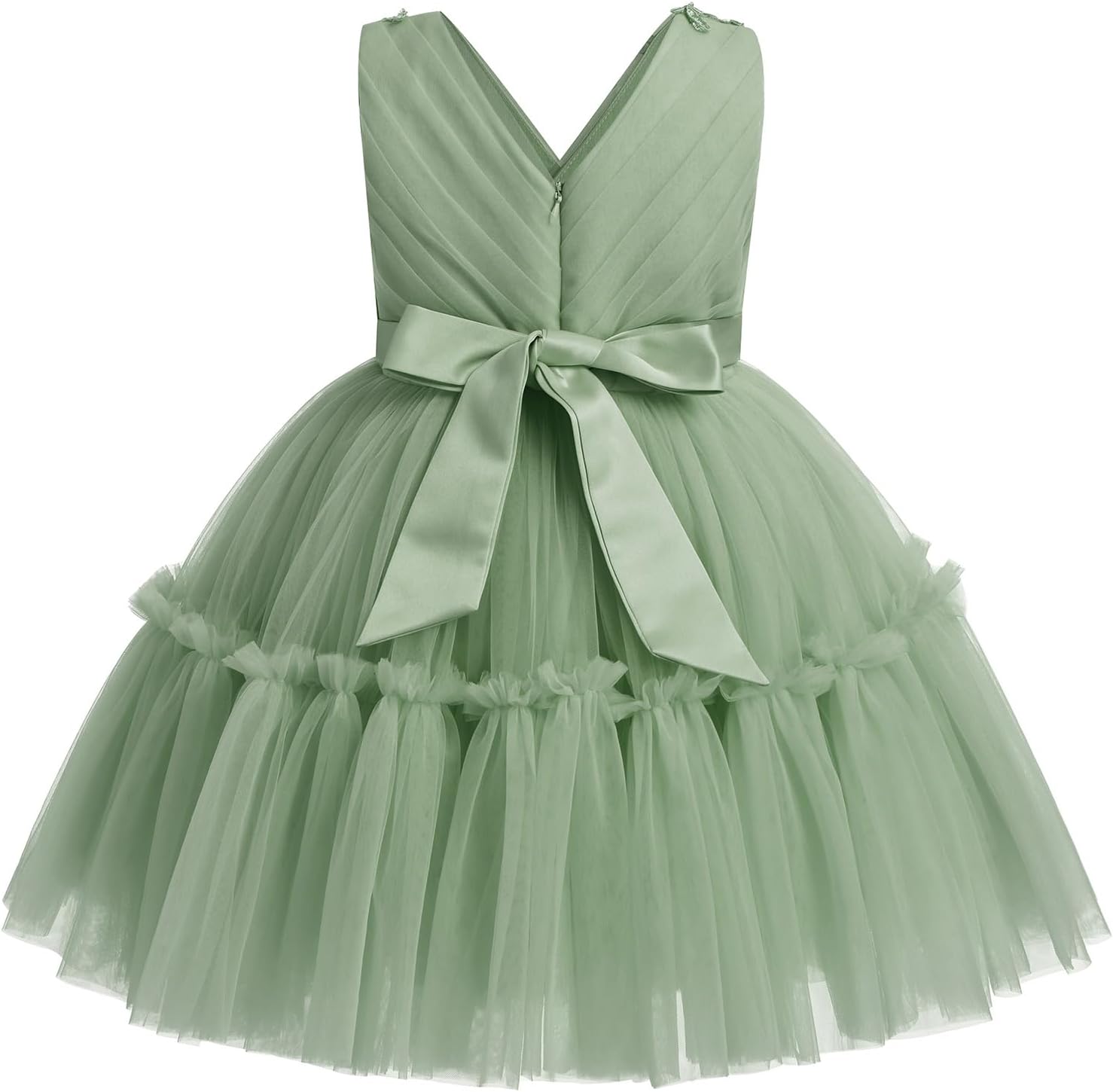 ODASDO Flower Girl Dresses Baby Kids V-Neck Sleeveless Tulle Tutu Princess Special Occasion Party Ball Gown Summer Spring - Image 6