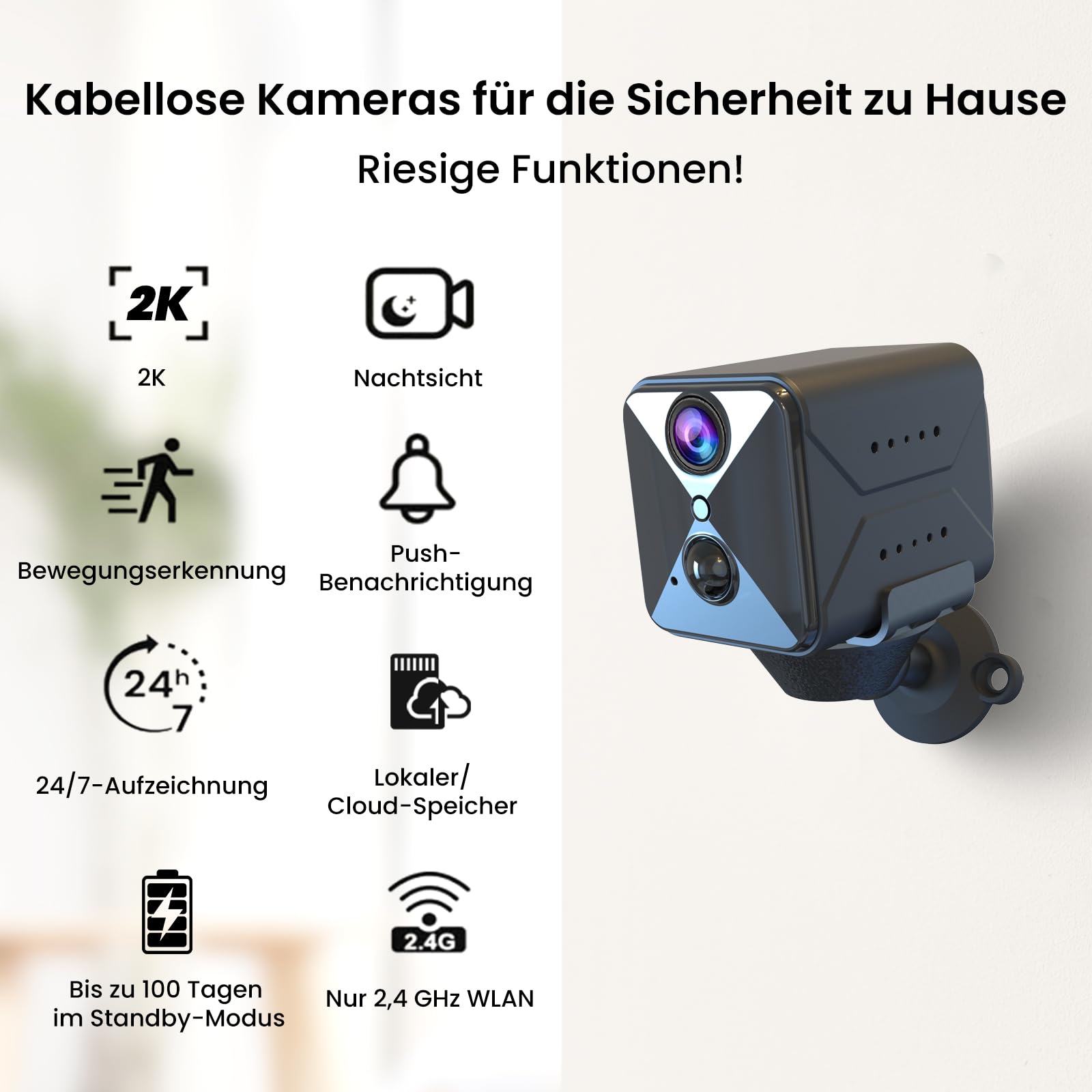 javiscam WLAN innenkamera mit akku,Überwachungskamera Innen Mini,Kameras mit Hochkapazitäts Akku,Bewegungsmelder,Nachtsicht SD/Cloud-Speicher für Baby & Haustier