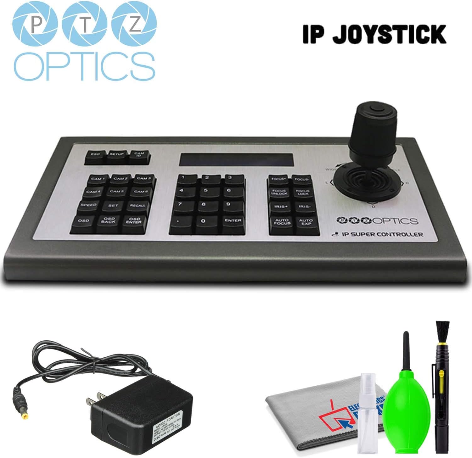 PTZOptics PT-JOYG3 4D IP Joystick Controller (GEN3) with Power Supply and 6Ave Cleaning Kit