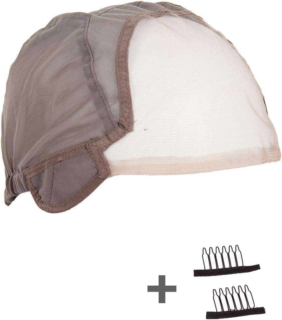 TANYAWIGS Small Brown Glueless Wig Cap for Making Wigs With Adjustable Strap And Spare Combs Easy DIY Swiss Lace Perfect Fit