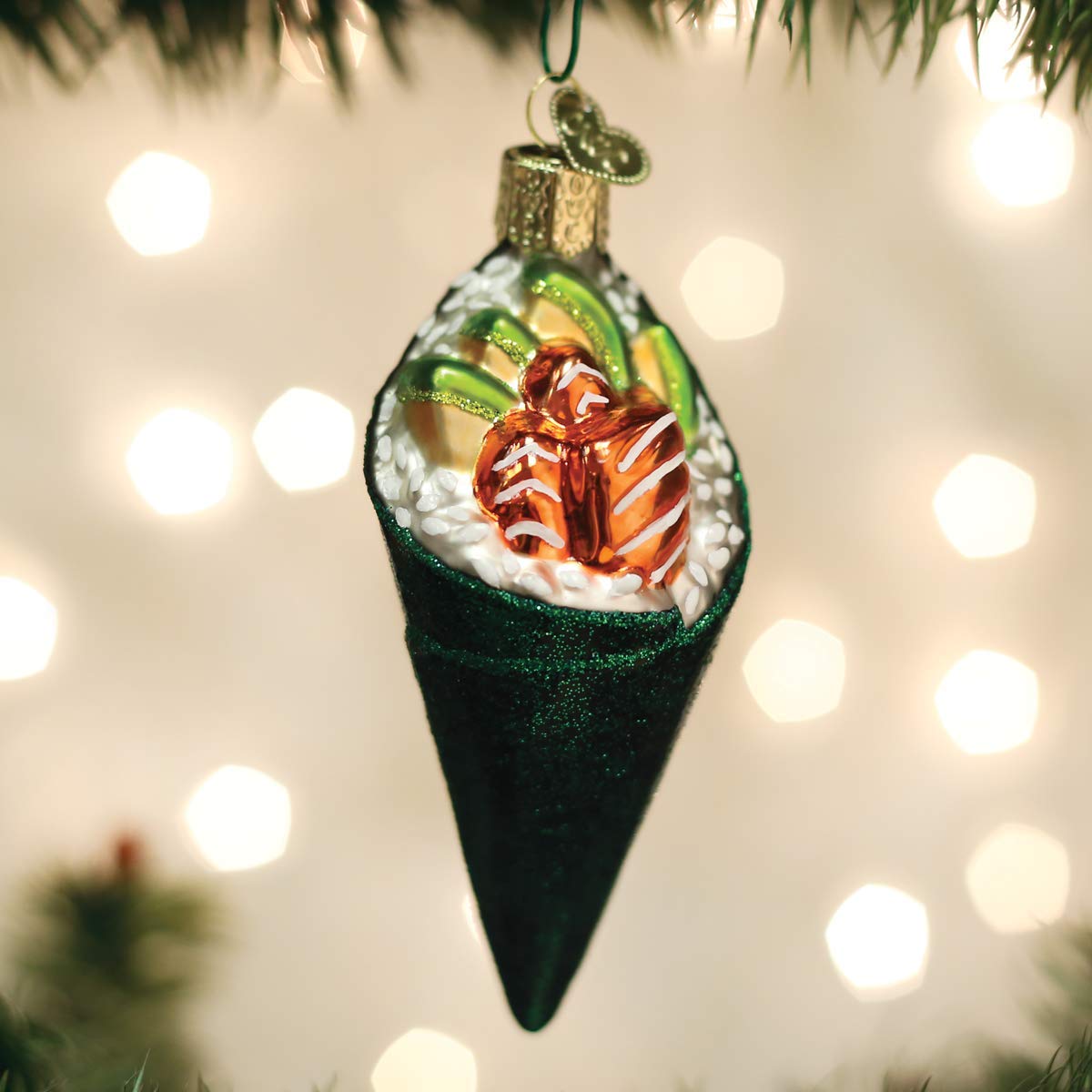 Old World Christmas Sushi Hand Roll Glass Blown Ornaments for Christmas Tree