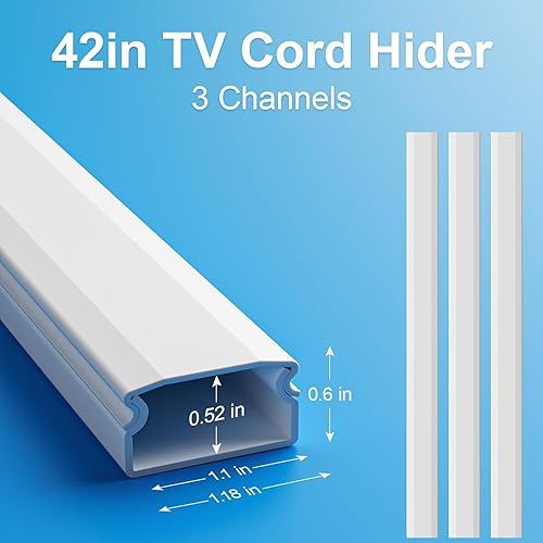 Miniatura 3 de Yecaye Ocultador de cable de TV, cubierta de cable de 42 pulgadas, cubierta de cable grande, cubiertas de alambre para 4 cables, ocultadores de