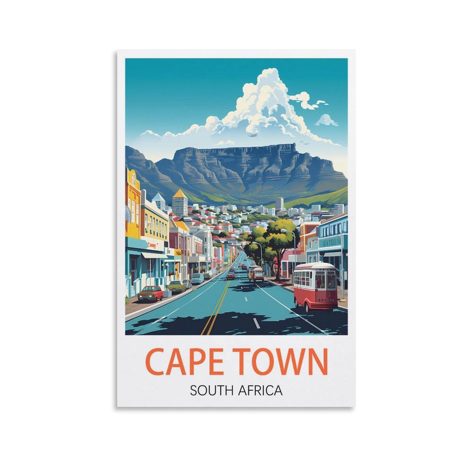 LuaNi Cape Town South Africa Vintage Travel Posters 12x18inch(30x45cm) Canvas Art Poster And Wall Art Picture Print Modern Family Bedroom Decor Posters