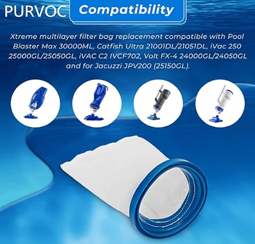 Miniatura 6 de X-treme - Bolsa de filtro multicapa, compatible con Pool Blaster Max, Catfish Ultra, iVac 250, iVAC C2, Volt FX-4 y Jacuzzi JPV200, P30X022XF