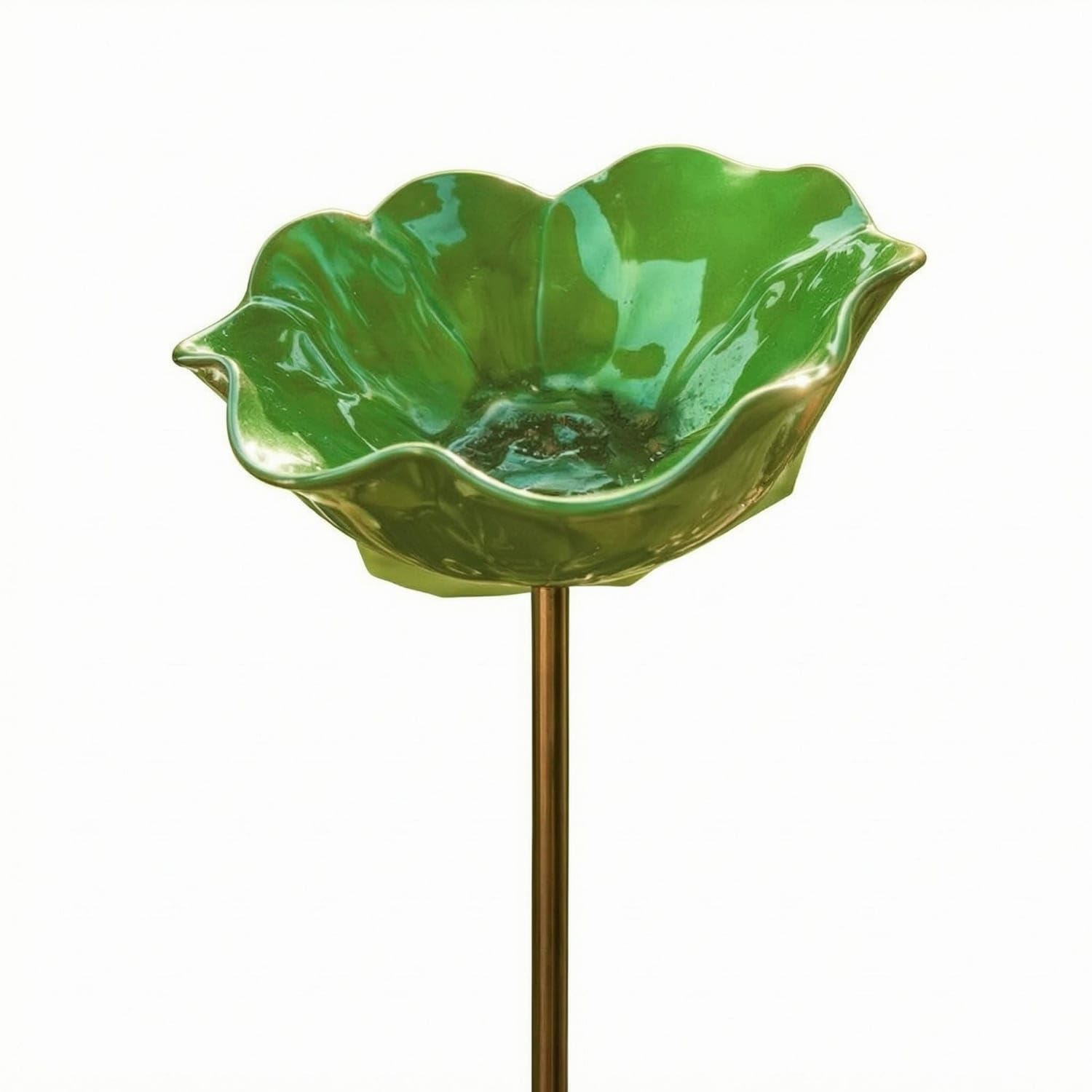 VSTORA Handmade Flower Bowl Stake Glossy Finish Metal Flower Stake Outdoor Garden Decor Slim, Green-picture-18