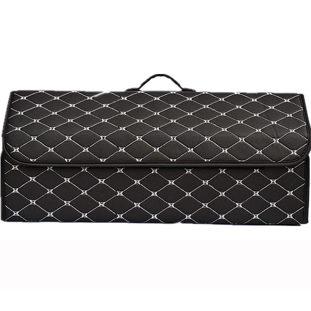 Car Collapsible Trunk Boot Tidy Storage Organiser Box for LAND ROVER Range Rover Discovery Evoque PU Leather Waterproof Multifunctional With Lid Foldable Organize,BlackWhite-L