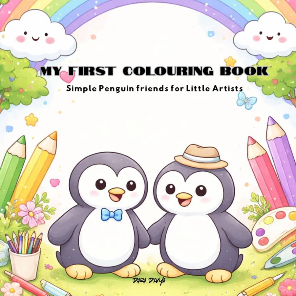 my first colouring book: Simple Penguin friends for Little Artists