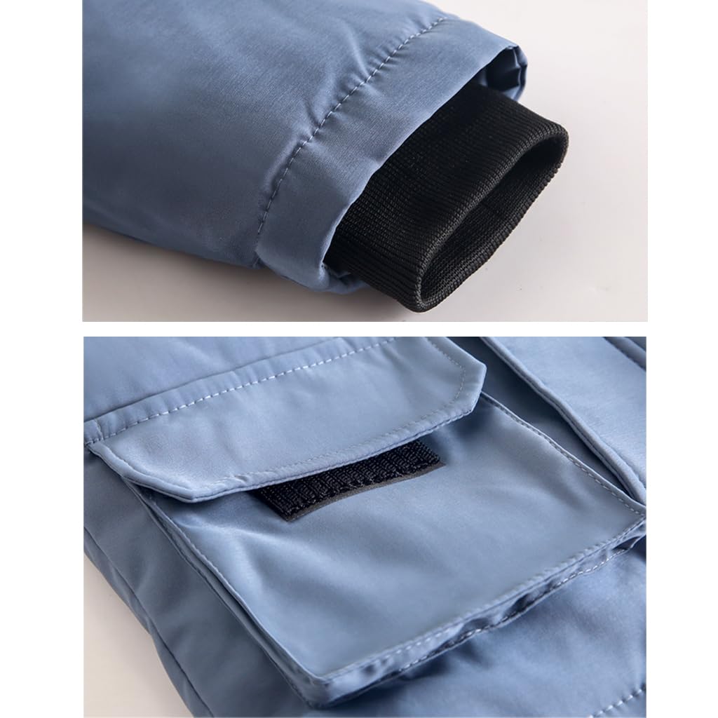 Bambino Tuta da Neve Inverno 2 Pezzi Piumino Giacca Cappotto con Nevicare Bavaglino Pantaloni Ragazzi Ragazze Tuta da Sci Vestiario Blu 18-24 Mesi