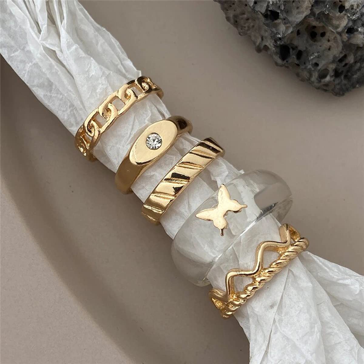 Plated-Toned Rings Set of 5