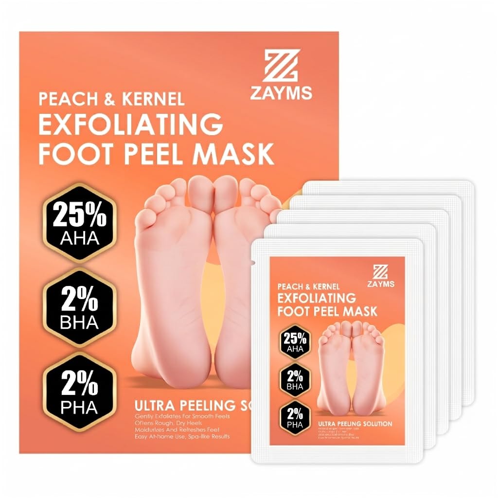 Foot Peeling Mask 5 Pack - Exfoliating Mask for Baby Soft Feet, Removes Dead Skin & Calluses, Repairs Cracked Heels, Natural Peel for Smooth, Soft Feet