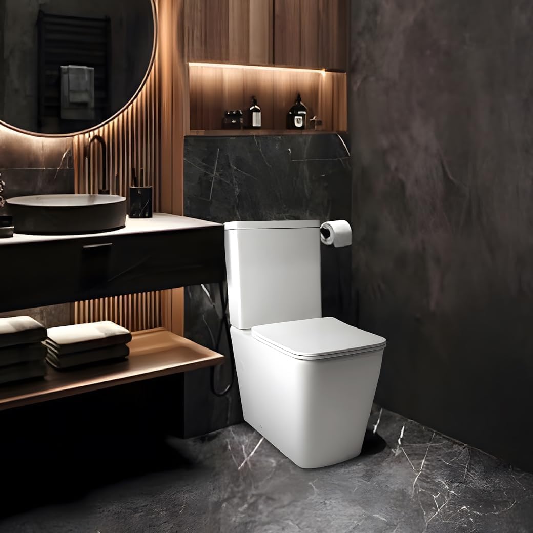 Inodoro Compacto 81x40 Cerámica Rimless WC | Tapa Amortiguada Extrafina Soft Close · Sistema Doble Descarga 3/6L · Salida Dual Horizontal/Vertical