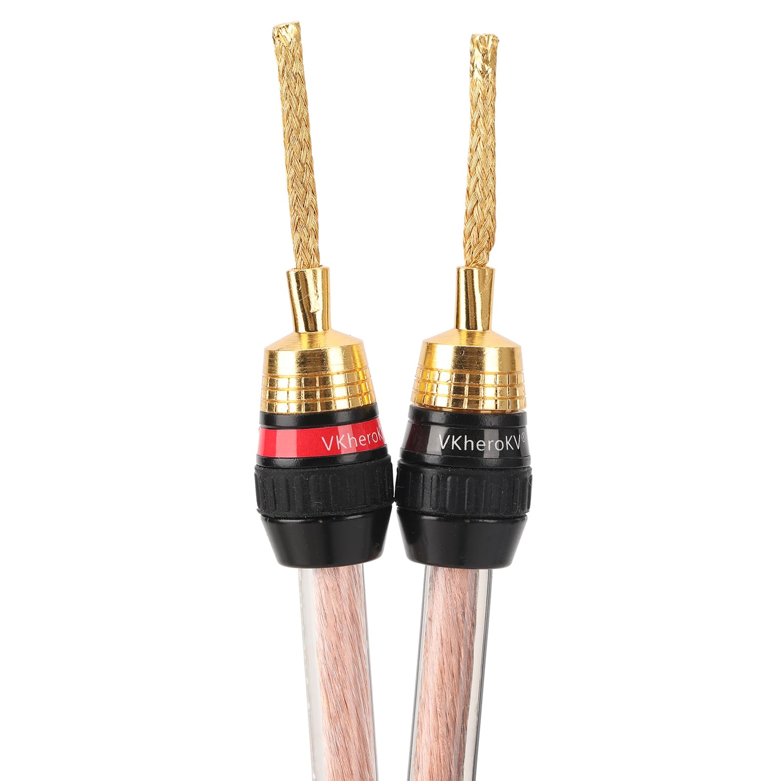M-JP10 1 paire de câbles de haut-parleur plaqués or 24 carats, 10 AWG 5N OFC (fil de cuivre sans oxygène à 99,999 %) M-JP10 (5 m, fiche broche)