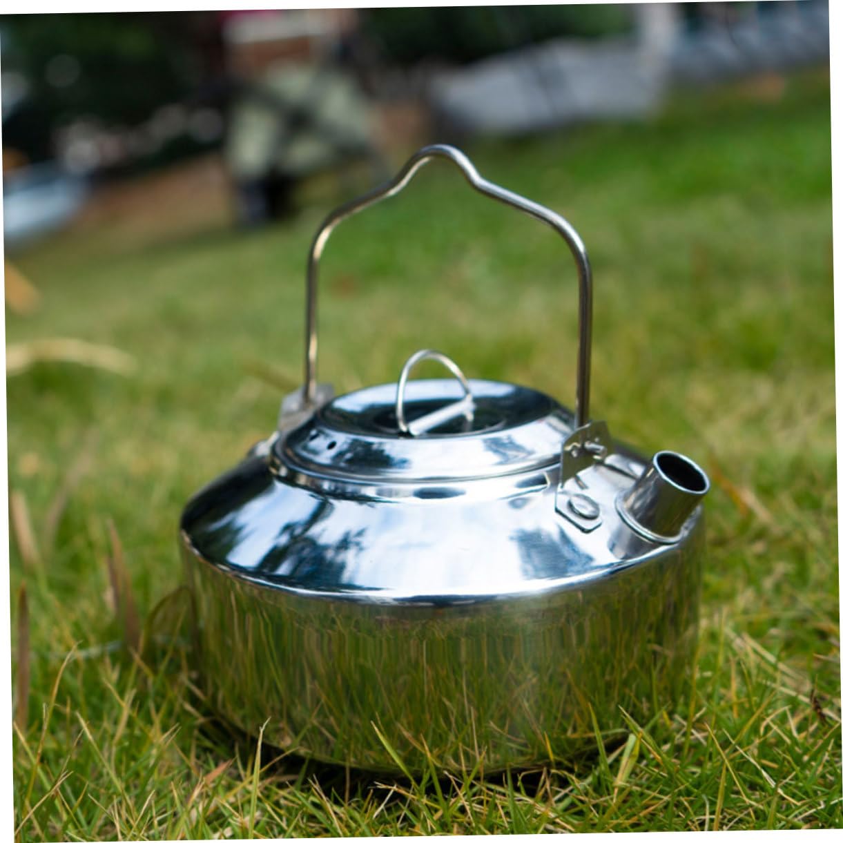 SUPVOX Camping Tea Kettle Portable Outdoor Water Pot 1000ml Stainless Steel Stovetop Kettle Compact Camping Cookware