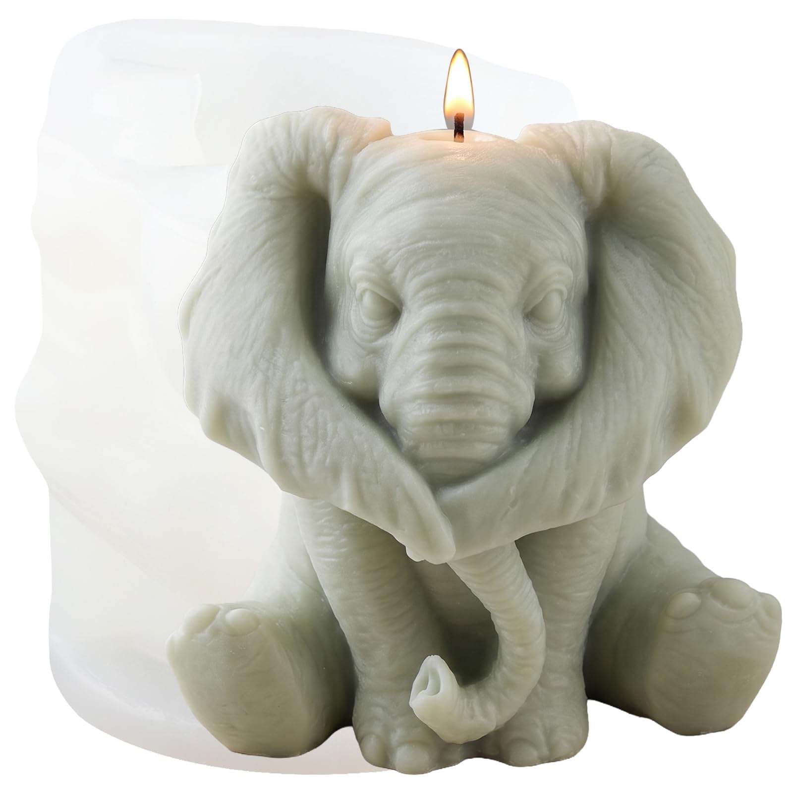 XIAOSHUI Elephant Mould Animal Candle Moulds Elephants Resin Casting Mould Elephants Silicone Moulds for Candle Home Decorate Moulds Candles Making Aromatherapy Gypsum Clay Craft
