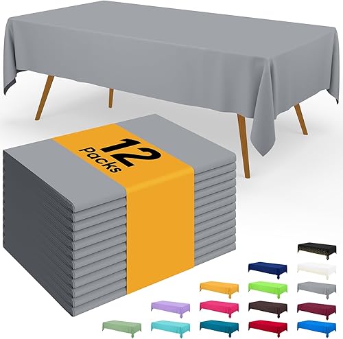 Miniatura 13 de Smiry - Juego de 6 manteles desechables, manteles rectangulares impermeables de 54 x 108 pulgadas para fiestas, mantel de plástico decorativo, a