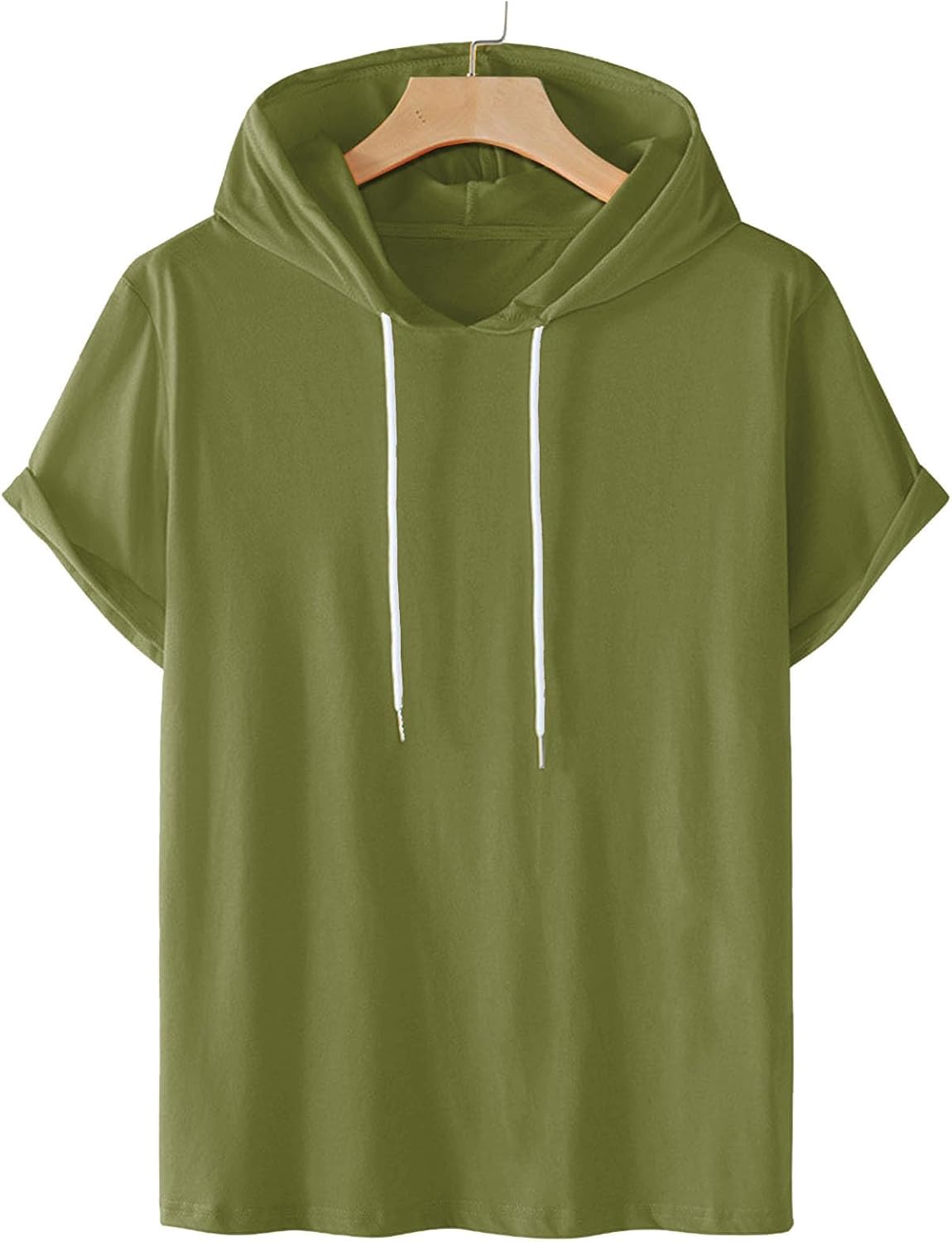 Short Sleeve Hoodies for Men Gym Workout Sweatshirt Lightweight Athletic Pullover Plus Size Hooded T Shirt Active Tops - Image 2