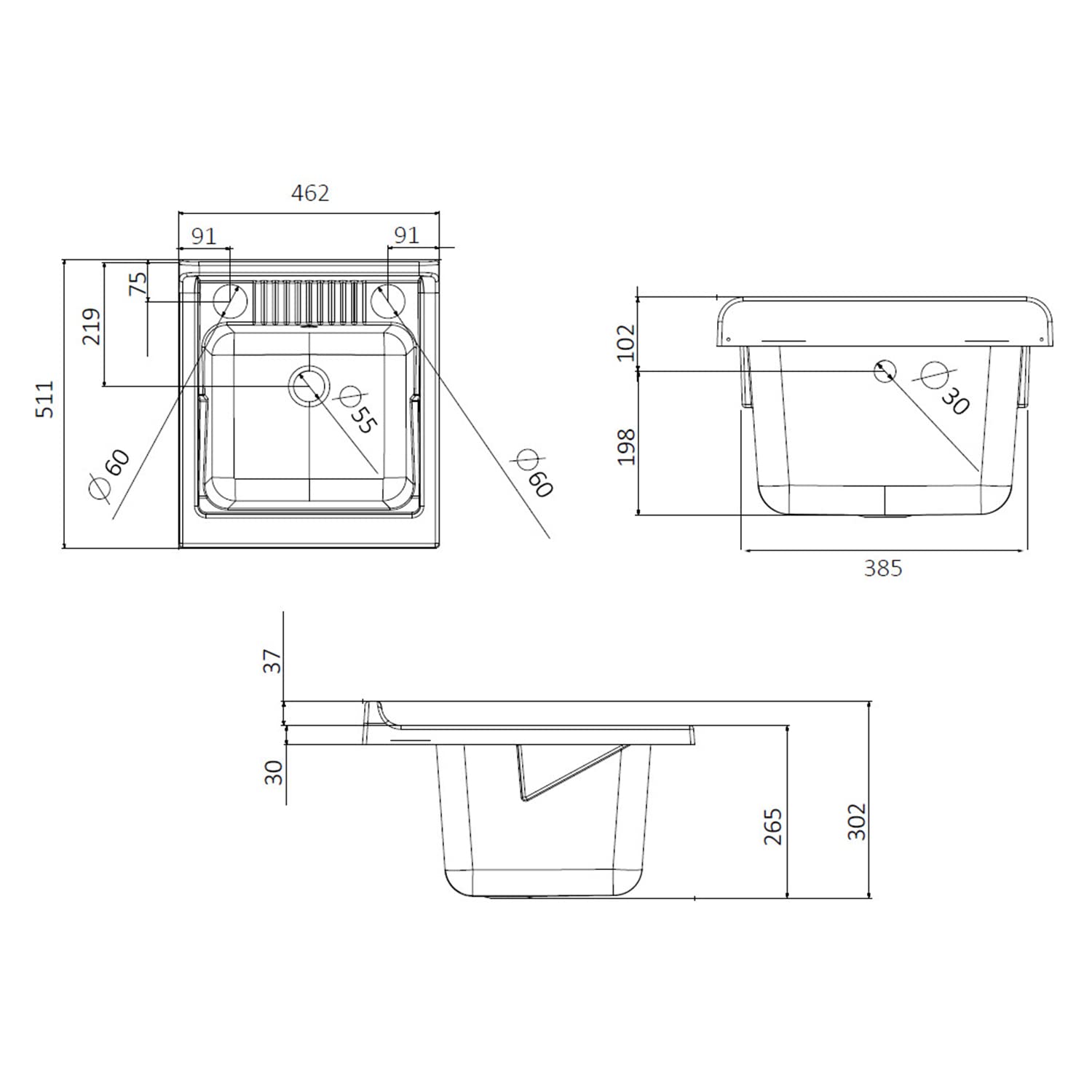 Bac à laver avec meuble en PVC blanc 50x45 cm mod. Garden