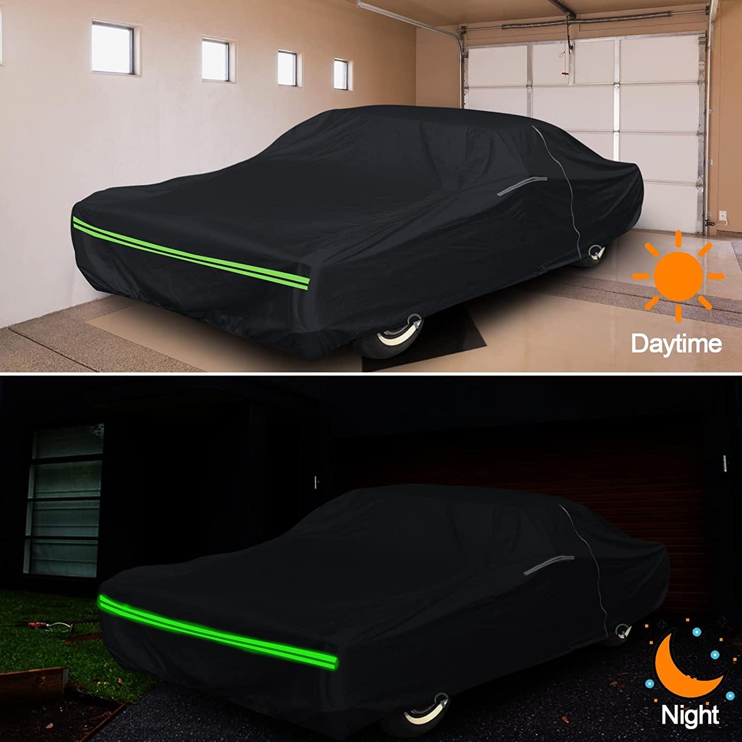 Waterproof Car Cover Replace for Cadillac DeVille 1964-1984 Sedan Coupe, 210T All Weather Car Covers with Zipper Door for Snow Rain Dust Hail Protection