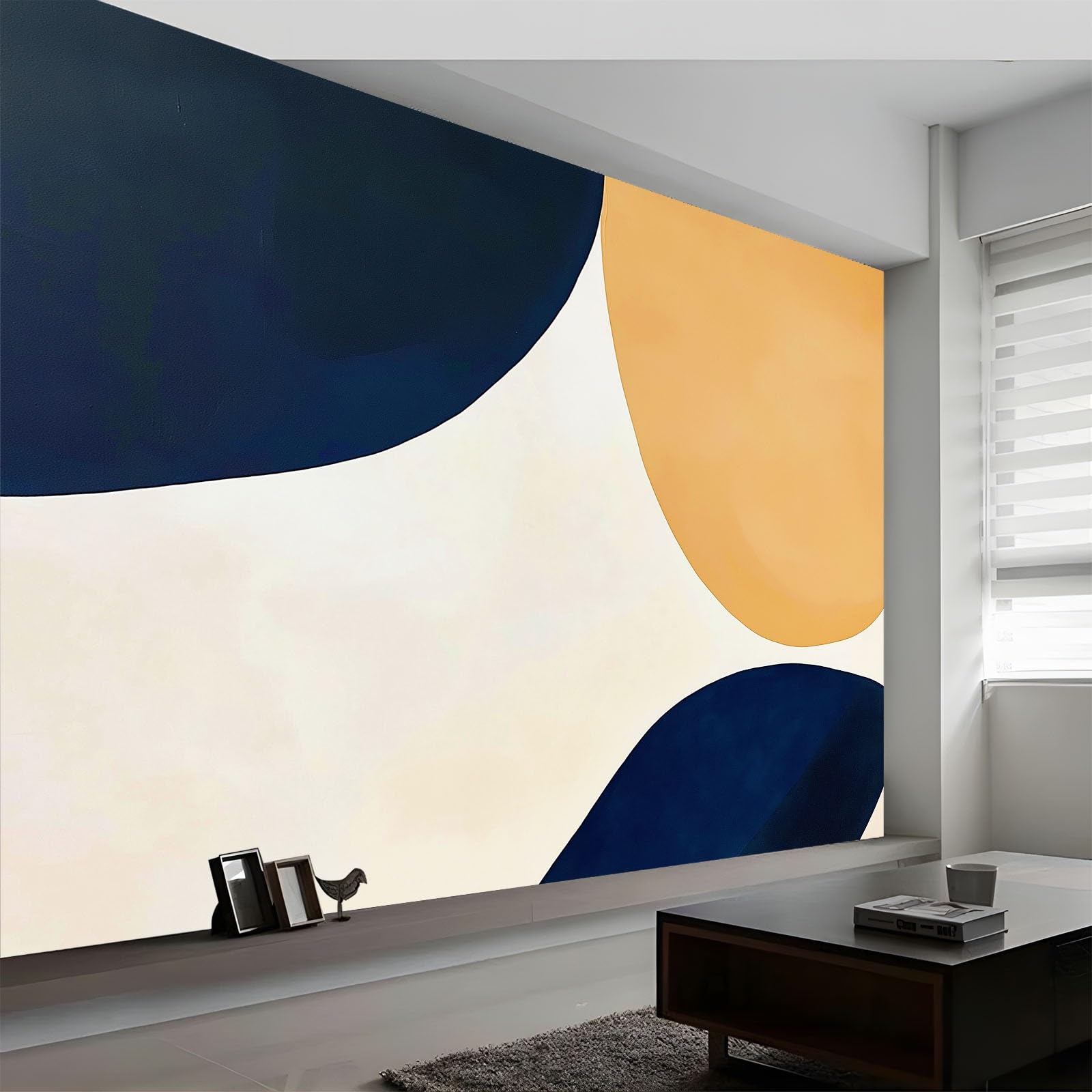 Panoramiczna tapeta ścienna z włókniny 3D minimalizm geometria kolorowe bloki dekoracyjna tapeta ścienna, obrazy ścienne do sypialni i salonu, dekoracja ścienna, 350 x 256 cm, beżowa