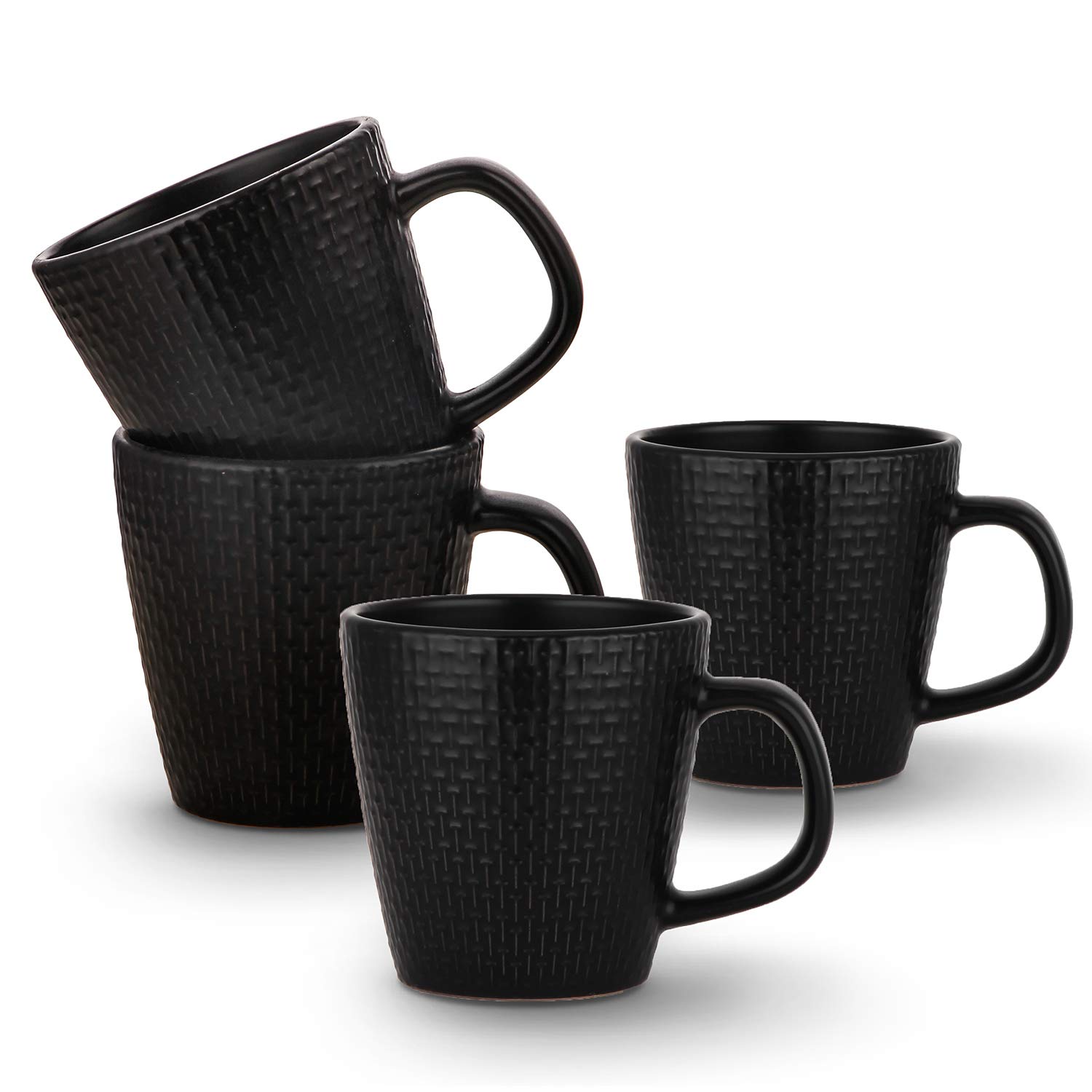 Stone LainAbigael Weave Stoneware Dish Set, 4 Mugs, Black