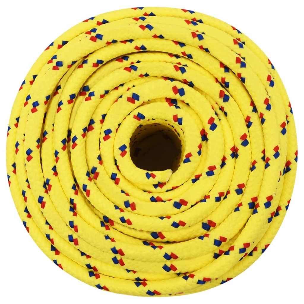 Bootsseil Gelb 12 mm Polypropylen 250 m, Robustes Dickes Tau Seil für Segeln, Anker Deko, Camping, Angeln und Springseil Kinder, witterungsbeständig und Abriebfest
