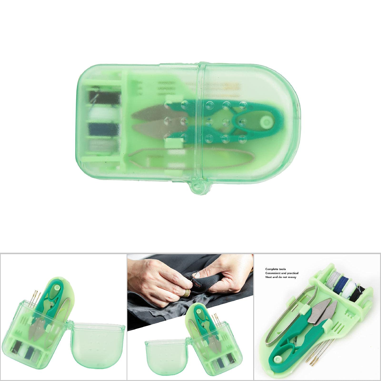 Caja de Herramientas de Costura portátil de plástico, Mini Kit de Costura de Viaje, práctico Estuche para Agujas y Tijeras.