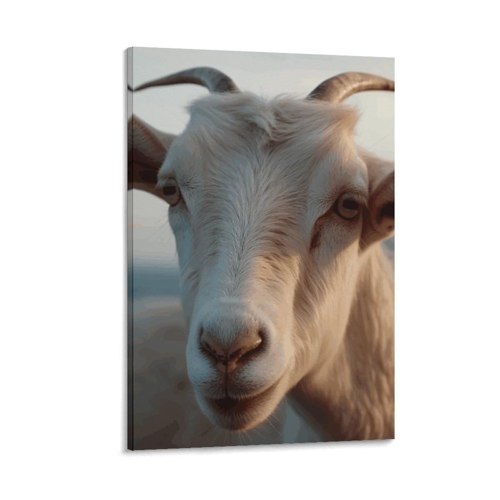 Canvas Wall Art for Living Room 16"x24" Modern Artwork Painting Pictures Hanging Canvas Prints Docile Goat Aesthetic Wall Art for Bedroom Bathroom Office Wall Art Print Decor Docile Goat Canvas Wall