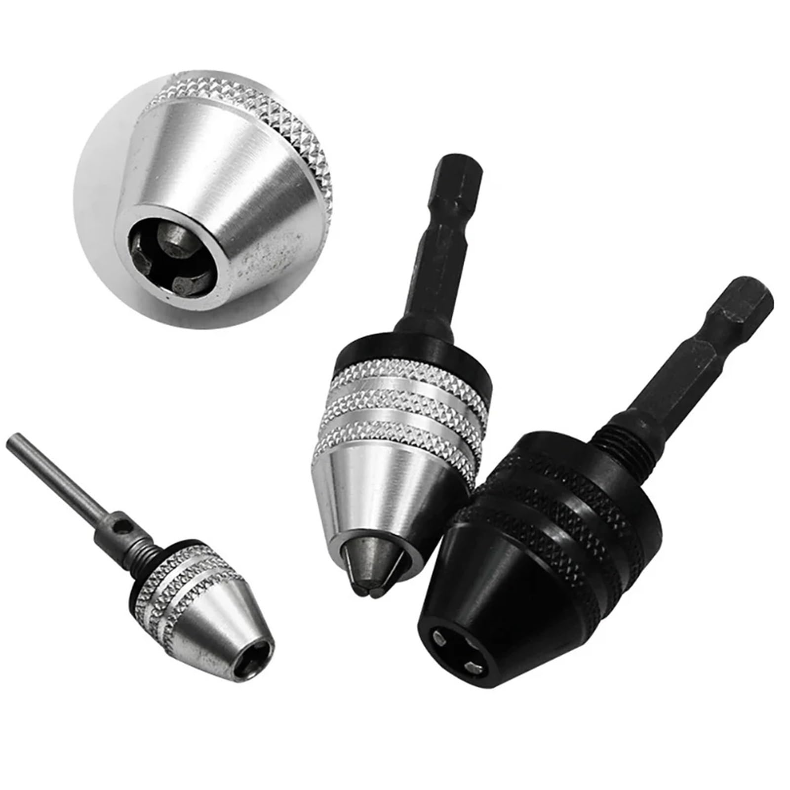 Mandrino per trapano senza chiave da 0,3-8 mm, mini punte per trapano elettrico autoserranti, strumenti per fissaggio a pinza con codolo esagonale da 1/4", convertitore a cambio rapido (04)