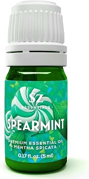 Spearmint Essential Oil 100% Pure Undiluted 0.17oz/5ml | Sweet, fresh mint aroma Undiluted spearmint oil for aromatherapy, diffusers, massage & skincare Therapeutic grade