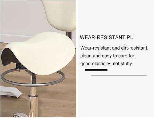 Miniatura 5 de Taburete giratorio de piel sintética ajustable con ruedas, silla de salón de belleza, altura ajustable de 264 libras, capacidad de carga de 264