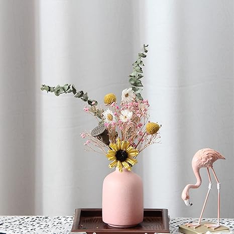 Amazon Co Jp プリザーブドフラワー 陶器花瓶 花瓶付き 素陶 つや消し面 かすみ草 棉 松かさ ユーカリ フラワーベース セミラック ドライフラワー 花器セット 生花 水耕栽培 一輪挿し 乾燥した花 人工花 生け花 容器 シンプル 単色 ホーム キッチン