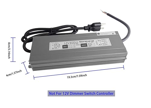 Miniatura 3 de Transformador de fuente de alimentación impermeable de 300 W, adaptador de fuente de alimentación de 110-130 V CA a 12 V DC salida 25a con cable de