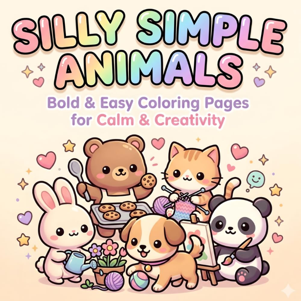 Silly Simple Animals: Coloring Book for Adults and Teens, Bold and Easy Animal Designs for Relaxation and Fun (Bold & Easy Coloring): Cute Kawaii ... for Adults and Teens (Silly Simple Coloring)
