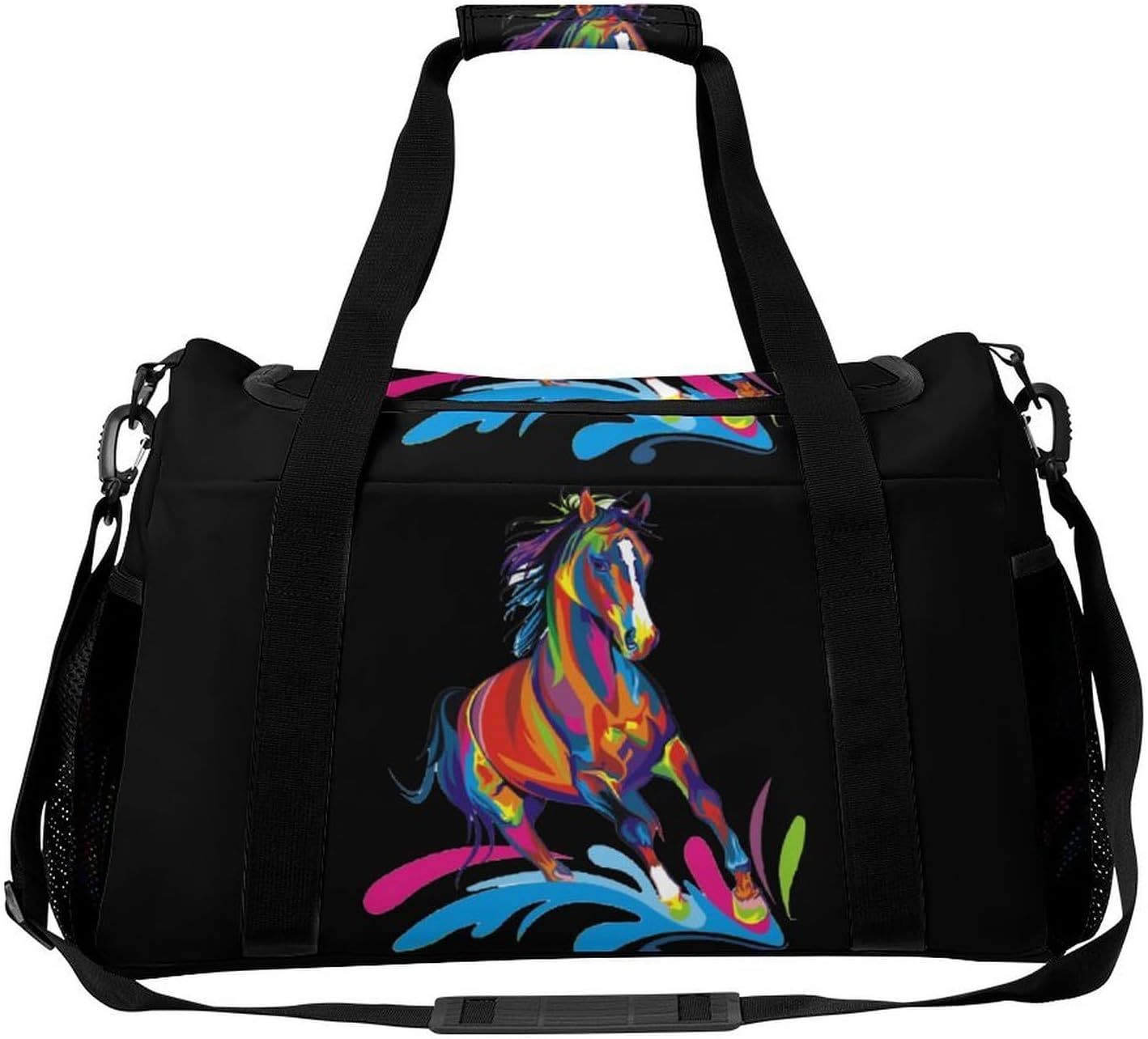 Colorful Horse Pop Art Gym Bag Weekender Duffle Bags for Travel Workout Yoga Sport