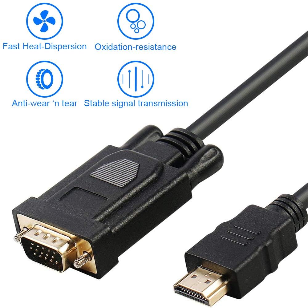 1.8M HDMI Auf Zu VGA AV Video Kabel Adapter Laptop PC 1080P Monitor