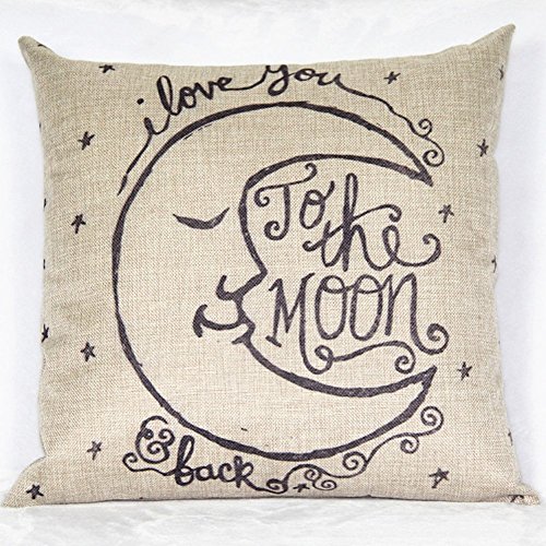 kingtoys® Moda Federa Cuscini Vintage di Stampato Cotone Lino Divano Federa Cuscino (Moon/Black)