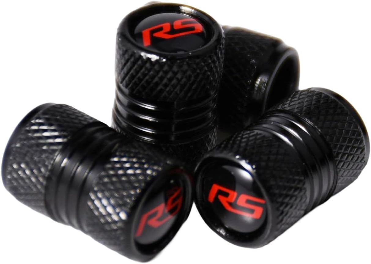 (Set of 4) RS Metal Auto Tire Valve Stem Cap Cover with Resin RS Performance Emblem Trim Decal for Chevrolet Chevy Camaro Malibu Spark Trax and Nissan and Toyota and Audi air Cap